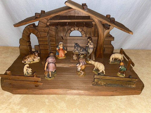 Weihnachtskrippe holz - weihnachtskrippe, xl