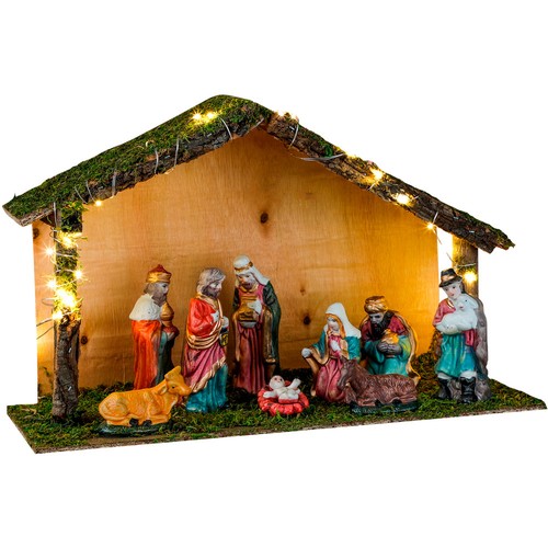 Led weihnachtskrippe holz mit - weihnachtskrippe,