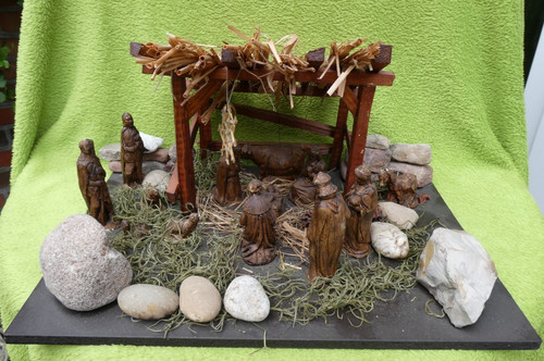 Holz weihnachtskrippe mit - holz-weihnachtskrippe, gips