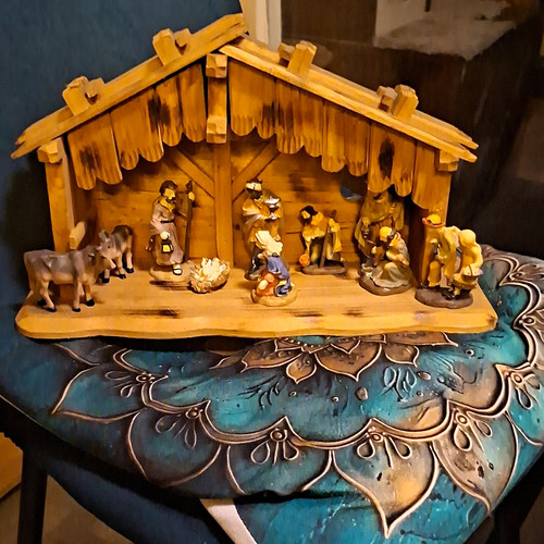 Weihnachtskrippe holzstall aus - weihnachtskrippe,