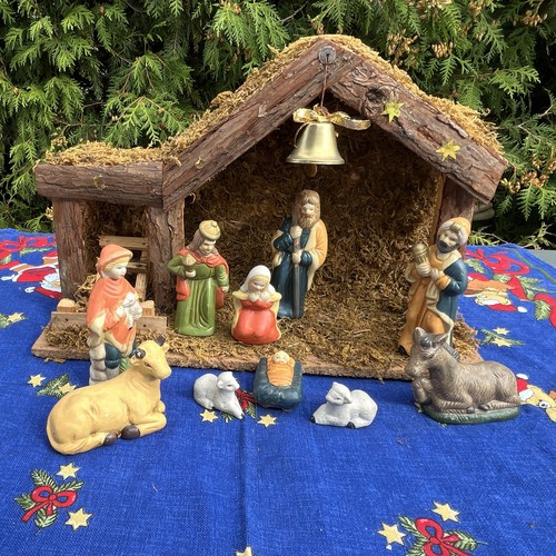 Weihnachtskrippe holzstall mit - weihnachtskrippe,