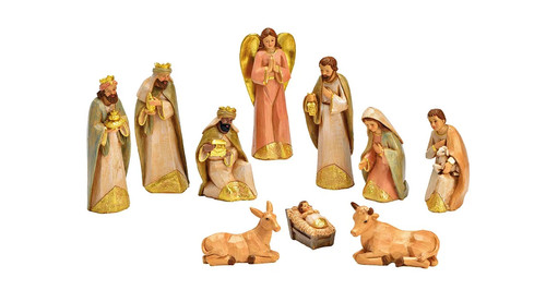 Krippenfiguren bunt holzoptik - krippenfiguren,