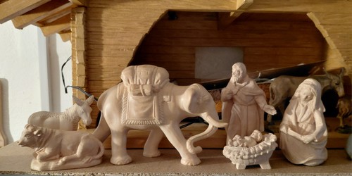 Holz krippenfigur elefant - holz,