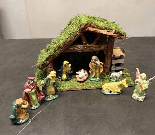 Weihnachtskrippe holz stall - holz,