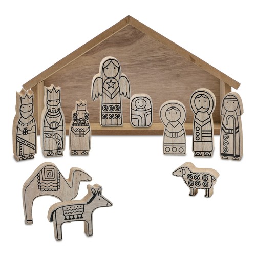 Holz krippen stall mit figuren - krippen,